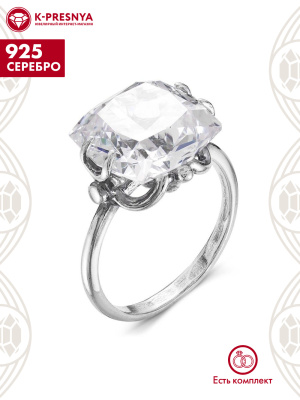 Кольцо серебро 925 пробы, покрытие - оксидирование, вставка - фианит собственной огранки (недрагоценный камень)