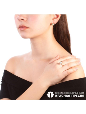 Серьги серебро 925 пробы, покрытие - золочение, выборочное родирование