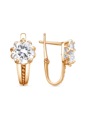 Серьги бижутерия, покрытие - золочение, вставка - фианит (недрагоценный камень)