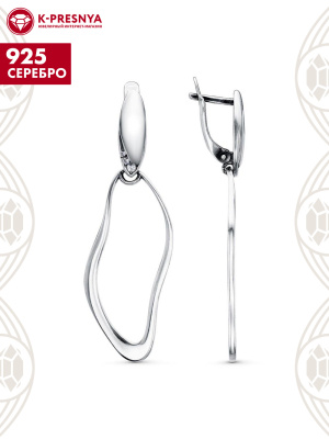 Серьги серебро 925 пробы, покрытие - оксидирование, вставка - фианит (недрагоценный камень)