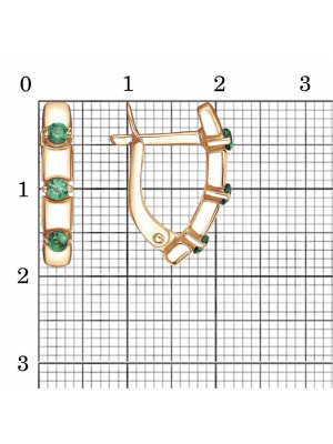 Серьги серебро 925 пробы, покрытие - золочение, вставка - искусственная шпинель
