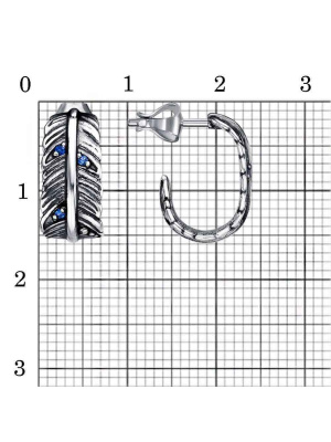 Серьги серебро 925 пробы, покрытие - оксидирование, вставка - искусственная шпинель