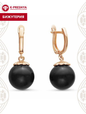 Серьги бижутерия, покрытие - золочение, вставка - имитация жемчуга