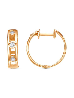 Серьги серебро 925 пробы, покрытие - золочение, вставка - фианит (недрагоценный камень)