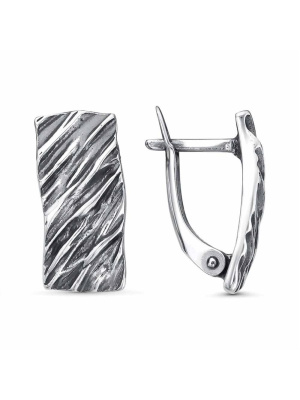 Серьги серебро 925 пробы, покрытие - оксидирование, без вставок