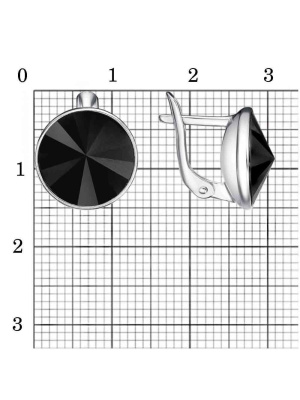 Серьги серебро 925 пробы, покрытие - родирование, вставка - стекло ювелирное preciosa