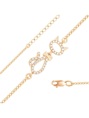 Браслет серебро 925 пробы, покрытие - золочение, вставка - фианит (недрагоценный камень)