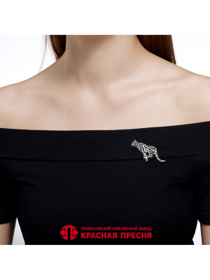 Брошь бижутерия, покрытие - платинирование, без вставок