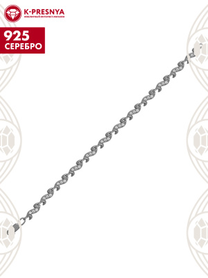 Браслет серебро 925 пробы, покрытие - оксидирование, вставка - фианит (недрагоценный камень)