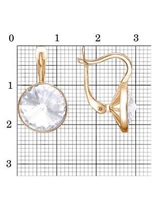 Серьги серебро 925 пробы, покрытие - золочение, вставка - стекло ювелирное preciosa