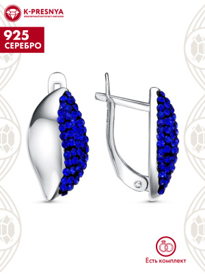 Серьги серебро 925 пробы, покрытие - родирование, вставка - стекло ювелирное preciosa