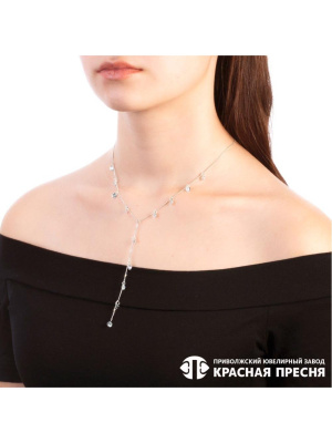 Колье серебро 925 пробы, без покрытия, вставка - фианит (недрагоценный камень)