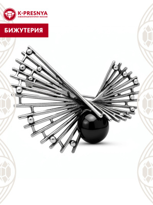 Брошь бижутерия, покрытие - серебрение с оксидированием, вставка - имитация жемчуга