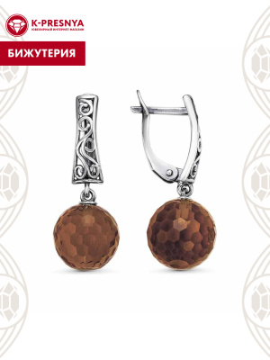 Серьги бижутерия, покрытие - серебрение с оксидированием, вставка - искусственный султанит