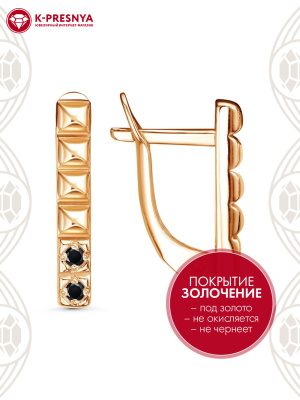 Серьги бижутерия, покрытие - золочение, вставка - фианит (недрагоценный камень)