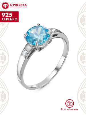 Кольцо серебро 925 пробы, покрытие - родирование, вставка - фианит (недрагоценный камень)