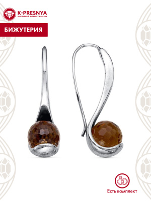 Серьги бижутерия, покрытие - серебрение с оксидированием, вставка - искусственный султанит