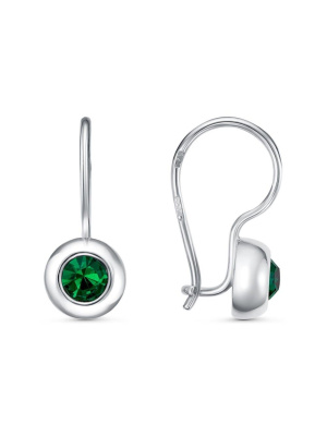 Серьги бижутерия, покрытие - серебрение, вставка - стекло ювелирное preciosa