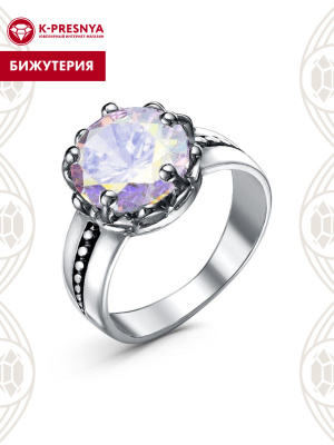 Кольцо бижутерия, покрытие - серебрение с оксидированием, вставка - фианит (недрагоценный камень)