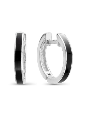 Серьги серебро 925 пробы, покрытие - оксидирование, отделка - эмаль, без вставок