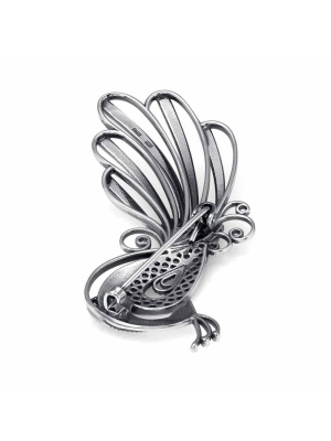 Брошь серебро 925 пробы, покрытие - оксидирование, без вставок