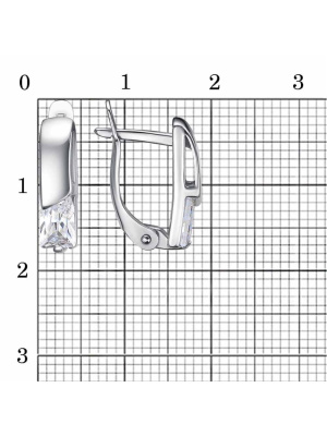 Серьги серебро 925 пробы, покрытие - платинирование, вставка - фианит (недрагоценный камень)