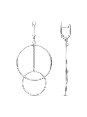 Серьги серебро 925 пробы, покрытие - родирование, без вставок