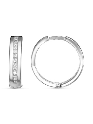 Серьги серебро 925 пробы, покрытие - родирование, вставка - фианит (недрагоценный камень)