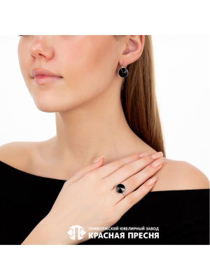 Серьги серебро 925 пробы, покрытие - родирование, вставка - стекло ювелирное preciosa