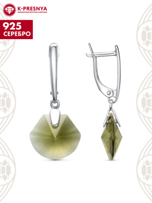 Серьги серебро 925 пробы, покрытие - платинирование, вставка - стекло ювелирное собственной огранки