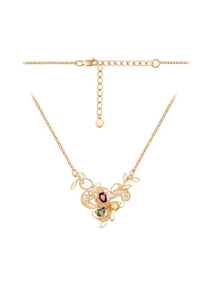 Колье серебро 925 пробы, покрытие - золочение, вставка - фианит (недрагоценный камень)