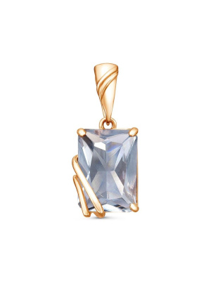 Подвеска серебро 925 пробы, покрытие - золочение, вставка - искусственный дымчатый кварц