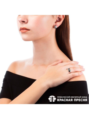 Серьги серебро 925 пробы, покрытие - оксидирование, без вставок
