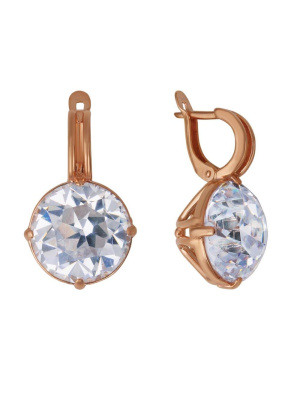 Серьги бижутерия, покрытие - золочение, вставка - фианит (недрагоценный камень)