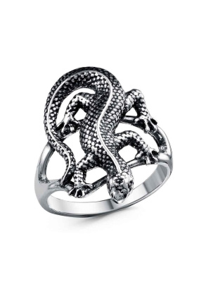 Кольцо серебро 925 пробы, покрытие - оксидирование, без вставок