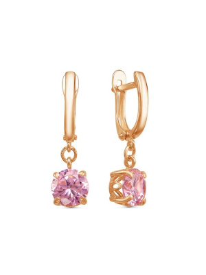 Серьги бижутерия, покрытие - золочение, вставка - фианит (недрагоценный камень)