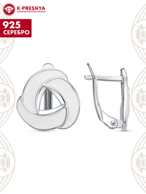 Серьги серебро 925 пробы, покрытие - родирование, отделка - эмаль, без вставок