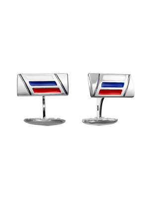 Запонки бижутерия, покрытие - серебрение с оксидированием, отделка - эмаль, без вставок