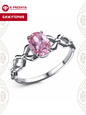 Кольцо бижутерия, покрытие - серебрение с оксидированием, вставка - фианит (недрагоценный камень)