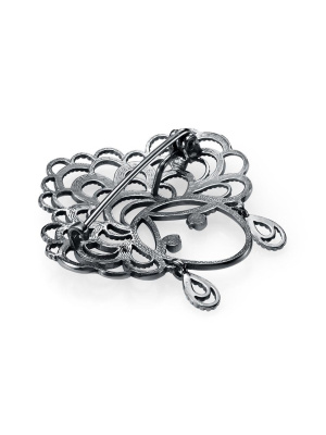 Брошь серебро 925 пробы, покрытие - оксидирование, без вставок