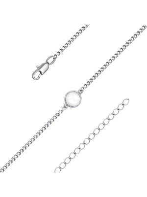 Браслет бижутерия, покрытие - серебрение, вставка - перламутр