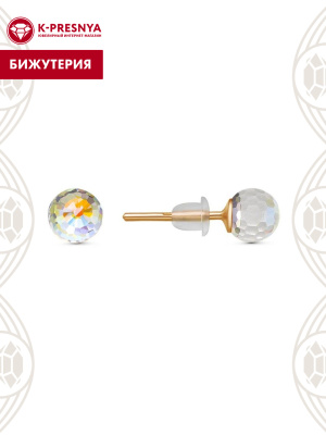 Серьги бижутерия, покрытие - золочение, вставка - ювелирное стекло европейской огранки
