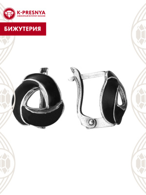 Серьги бижутерия, покрытие - серебрение с оксидированием, отделка - эмаль, без вставок