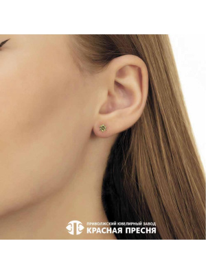 Серьги серебро 925 пробы, покрытие - родирование, вставка - фианит (недрагоценный камень)