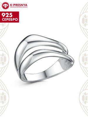 Кольцо серебро 925 пробы, покрытие - родирование, без вставок