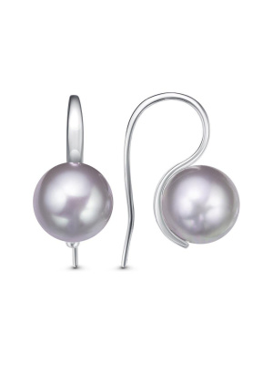 Серьги бижутерия, покрытие - серебрение с оксидированием, вставка - имитация жемчуга