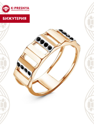 Кольцо бижутерия, покрытие - золочение, выборочное родирование, вставка - стекло ювелирное preciosa