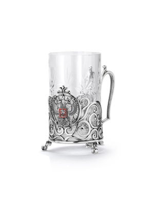 Подстаканник серебро 925 пробы, покрытие - оксидирование, отделка - эмаль, без вставок