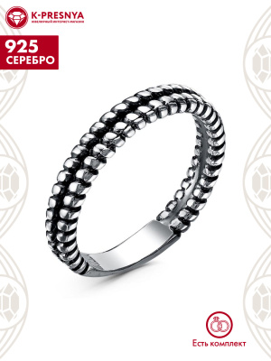 Кольцо серебро 925 пробы, покрытие - оксидирование, без вставок