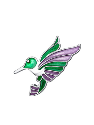 Брошь серебро 925 пробы, покрытие - платинирование, отделка - эмаль, без вставок